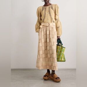 NWT Farm Rio Sand Belted Crochet Midi Skirt - Size Medium